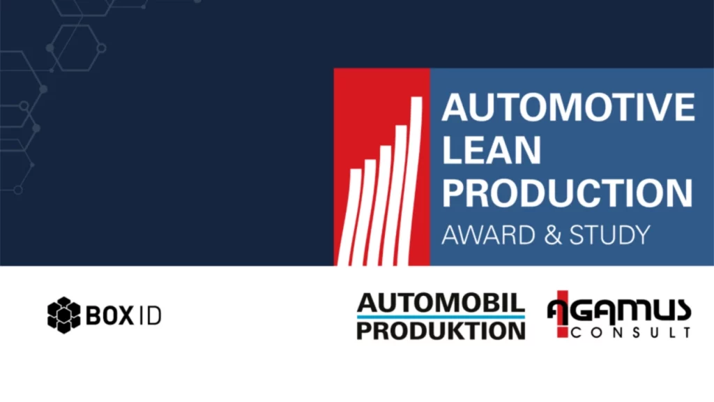 Logo Automotive Lean Production Award & Study with logos from BOX ID, Automobil Produktion, and Agamus.