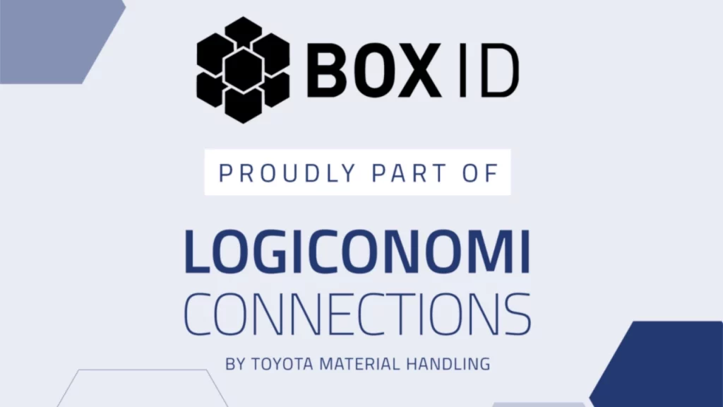 Text „Proudly part of LOGICONOMI CONNECTIONS by Toyota Material Handling“ mit BOX ID Logo