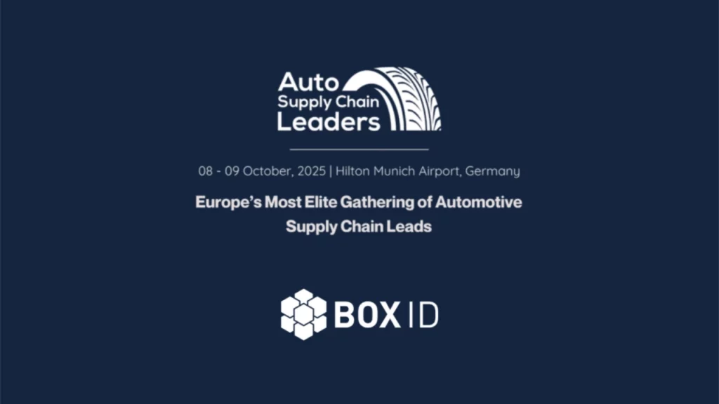 Logo “Auto Supply Chain Leaders” for an event in October 2025 in Munich with BOX ID logo