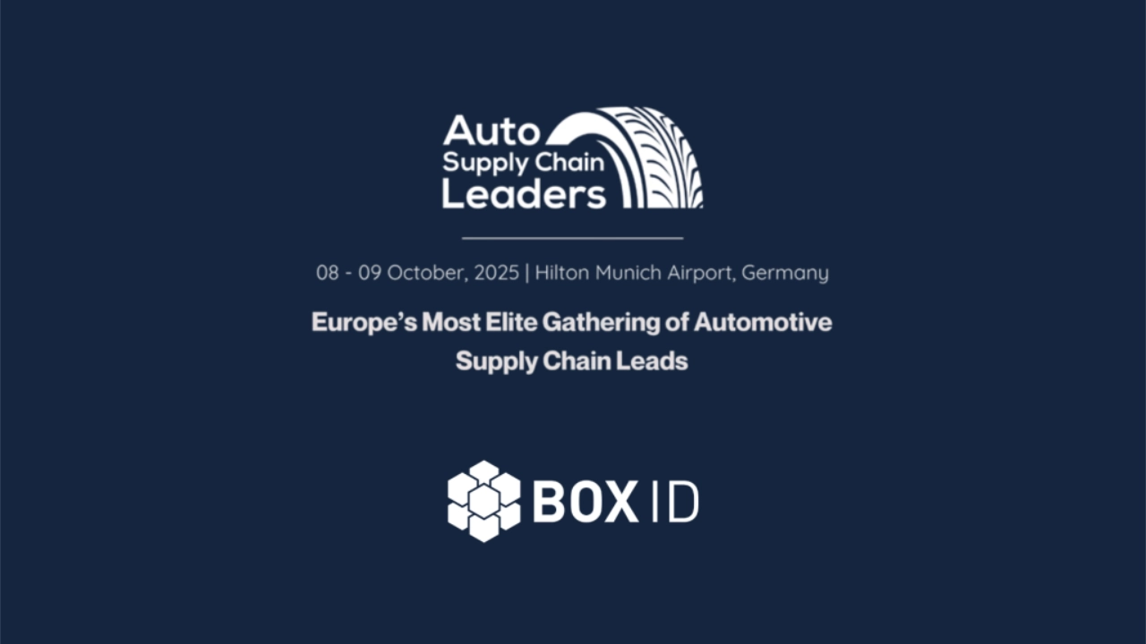 Logo „Auto Supply Chain Leaders“ für ein Event im Oktober 2025 in München mit BOX ID Logo